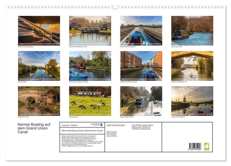 Produktbild: Narrow Boating auf dem Grand Union Canal (Wandkalender 2026 DIN A2 quer), CALVENDO Monatskalender