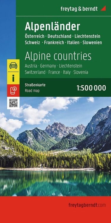 Produktbild: Freytag & berndt Stra&szlig;enkarte Alpenl&auml;nder, &Ouml;sterreich - Deutschland - Schweiz - Frankreich - Italien - Slowenien 1:500.000