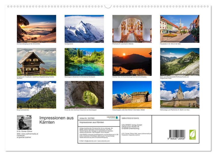 Produktbild: Impressionen aus K&auml;rnten (hochwertiger Premium Wandkalender 2026 DIN A2 quer), Kunstdruck in Hochglanz