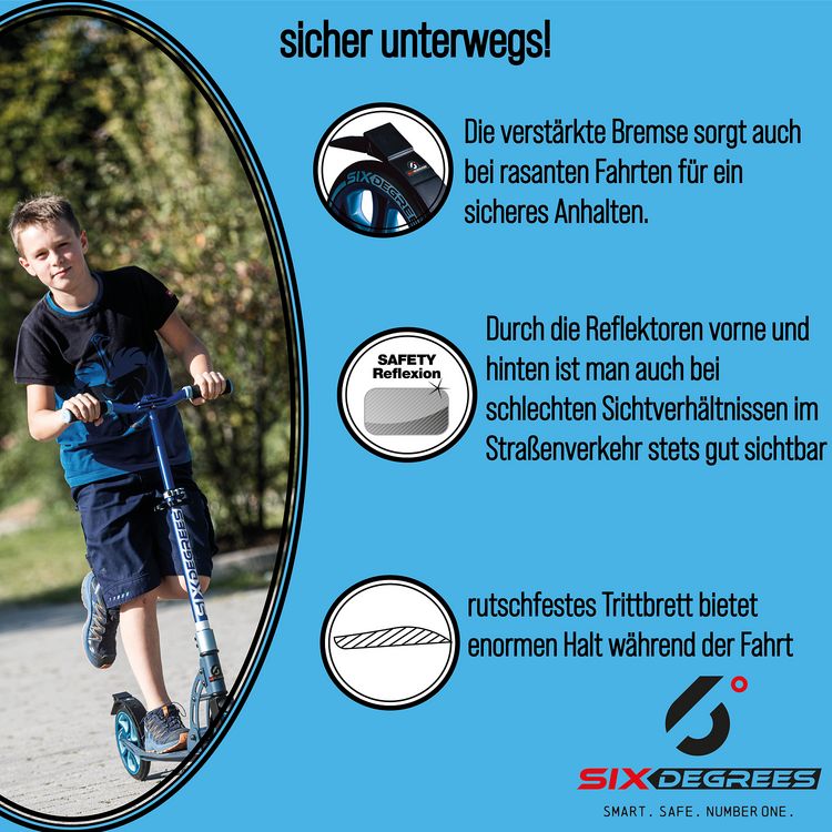 Produktbild: SIX DEGREES Alu Scooter Junior 145 blau
