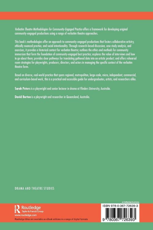 Produktbild: Verbatim Theatre Methodologies for Community Engaged Practice