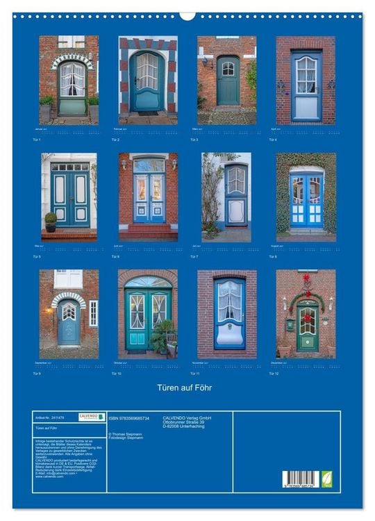 Produktbild: T&uuml;ren auf F&ouml;hr (Wandkalender 2027 DIN A2 hoch), CALVENDO Monatskalender