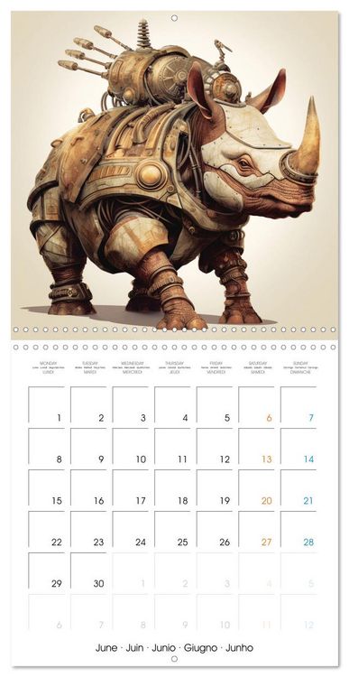 Produktbild: Cr&eacute;atures r&eacute;tro-m&eacute;caniques (Calendrier mural carr&eacute; 2026 30x30 cm) Calendrier double avec une page pour vos prises de notes