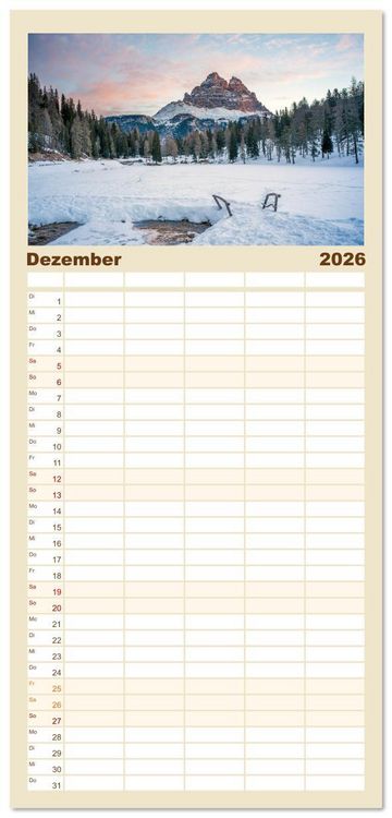 Produktbild: Familienplaner 2026 - Italien - zwischen Dolomiten und Amalfik&uuml;ste mit 5 Spalten (Wandkalender, 21 x 45 cm) CALVENDO