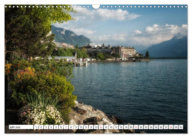 Produktbild: Entre France et Suisse, le lac L&eacute;man (Calendrier mural 2026 DIN A3 vertical), CALVENDO calendrier mensuel