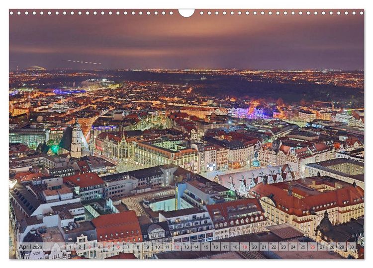 Produktbild: Leipzig - Fotografiert bei Nacht von Michael Allmaier (Wandkalender 2026 DIN A3 quer), CALVENDO Monatskalender