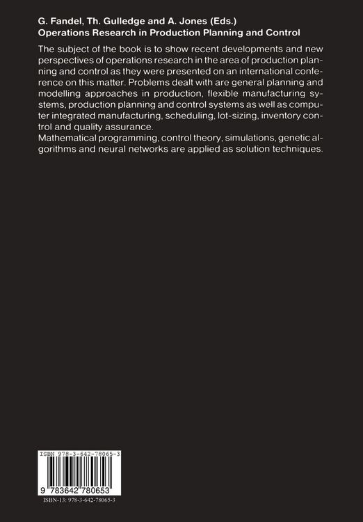 Produktbild: Operations Research in Production Planning and Control