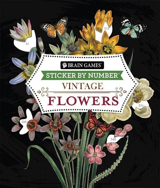Produktbild: Brain Games - Sticker by Number - Vintage: Flowers (28 Images to Sticker)