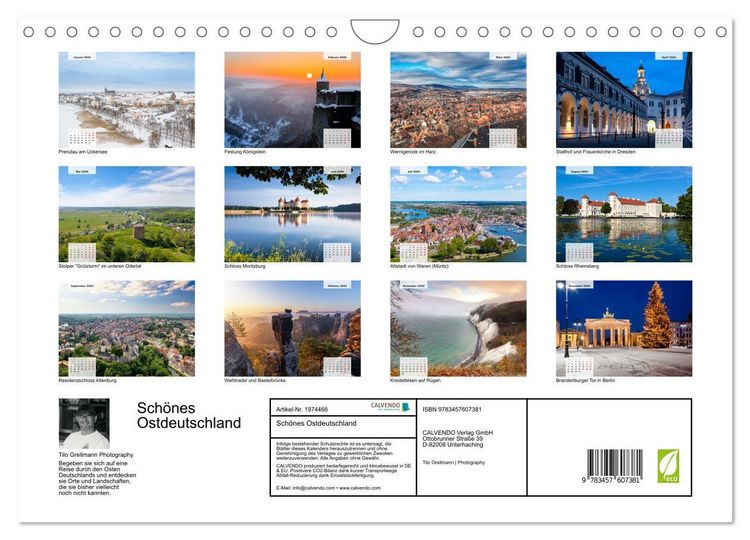 Produktbild: Sch&ouml;nes Ostdeutschland (Wandkalender 2026 DIN A4 quer), CALVENDO Monatskalender