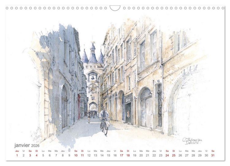 Produktbild: BORDEAUX, promenade dessin&eacute;e (Calendrier mural 2026 DIN A3 vertical), CALVENDO calendrier mensuel