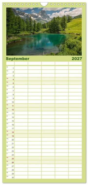 Produktbild: Familienplaner 2027 - Natur im Aostatal mit 5 Spalten (Wandkalender, 21 x 45 cm) CALVENDO