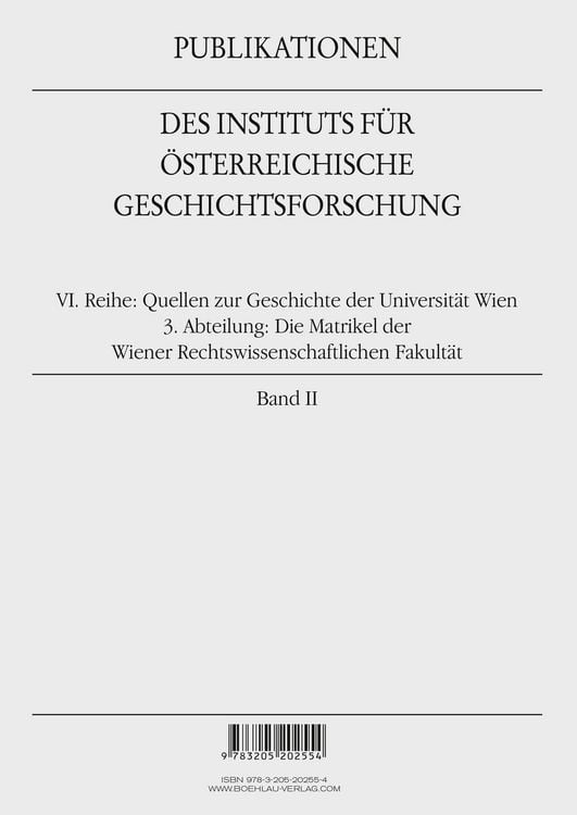 Produktbild: Die Matrikel der Wiener Rechtswissenschaftlichen Fakult&auml;t