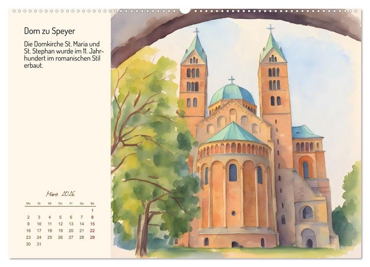 Produktbild: Deutschlands sch&ouml;nste Kirchen (Wandkalender 2026 DIN A2 quer), CALVENDO Monatskalender