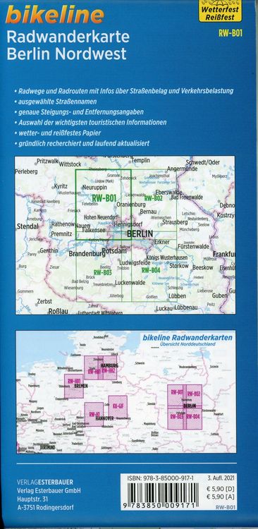 Produktbild: Radwanderkarte Berlin Nordwest RW-B01