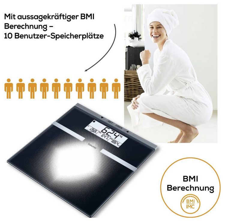 Produktbild: Beurer BG 21 K&ouml;rperanalysewaage 76430 digital W&auml;gebereich (max.)=180kg Silber