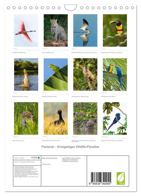 Produktbild: Pantanal &ndash; Einzigartiges Wildlife-Paradies (Wandkalender 2026 DIN A4 hoch), CALVENDO Monatskalender