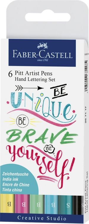 Produktbild: Faber-Castell Tuschestifte Pitt Artist Pens Hand Lettering, Pastell, 6er Etui