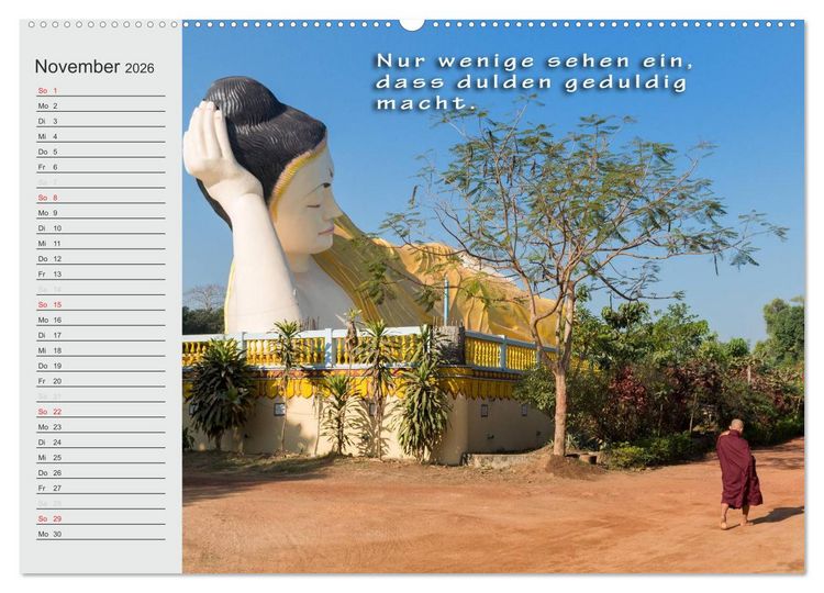 Produktbild: BUDDHA Buddhistische Weisheiten (Wandkalender 2026 DIN A2 quer), CALVENDO Monatskalender