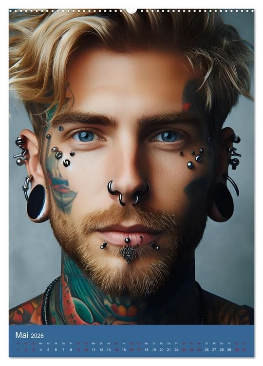 Produktbild: Tattoo und Piercing Men (Wandkalender 2026 DIN A2 hoch), CALVENDO Monatskalender