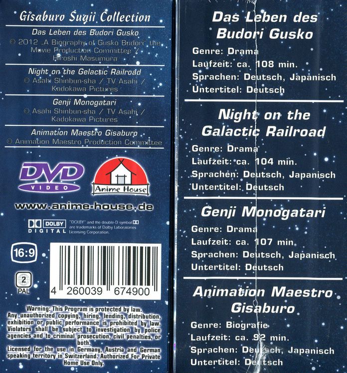 Produktbild: Gisaburo Collection - DVD-Box [4 DVDs]