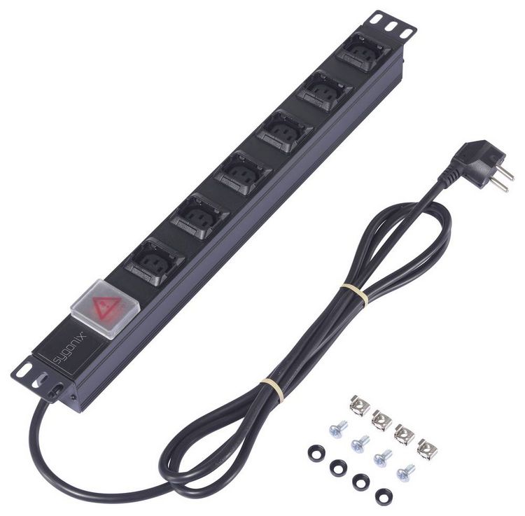 Produktbild: Sygonix SY-6736982 Steckdosenleiste 19 Zoll 6fach Schwarz Schutzkontakt 1St.