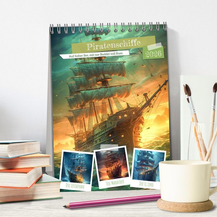 Produktbild: Piratenschiffe (Tischkalender 2026 DIN A5 hoch), CALVENDO Monatskalender
