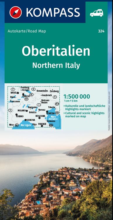 Produktbild: KOMPASS Autokarte Oberitalien, Italia settentrionale, Northern Italy, Italie du Nord 1:500.000