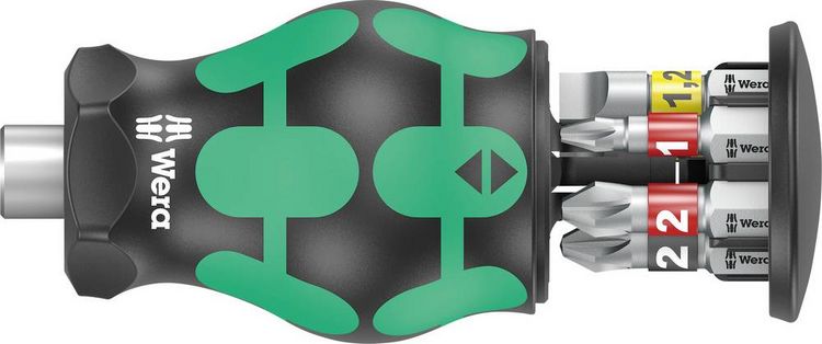 Produktbild: Wera Kraftform Kompakt Stubby Magazin 2 05008874001 Bit-Set Schlitz, Kreuzschlitz Pozidriv, Kreuzschlitz Phillips inkl. Bithalter