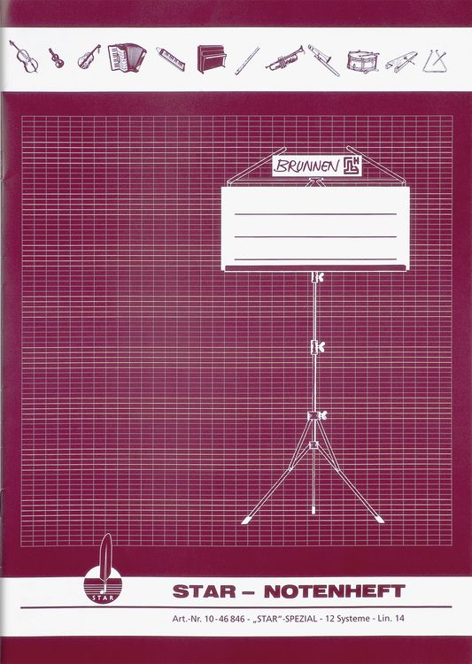 Produktbild: Star-Notenheft | A4, Notenlineatur, 8 Blatt, bordeaux