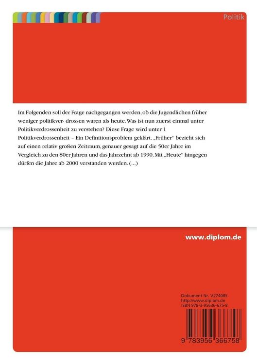 Produktbild: Sind die Jugendlichen heute politikverdrossener als fr&uuml;her?