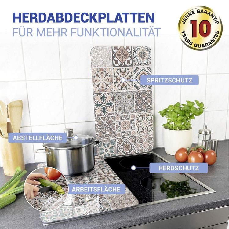 Produktbild: Herdabdeckplatte Universal Mod. Kachel, 2er Set, f&uuml;r alle Herdarten geeignet