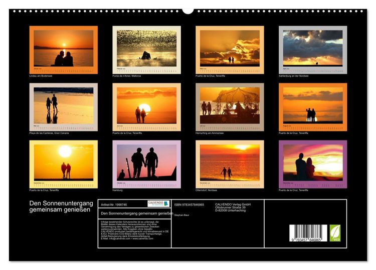 Produktbild: Den Sonnenuntergang gemeinsam genie&szlig;en (hochwertiger Premium Wandkalender 2026 DIN A2 quer), Kunstdruck in Hochglanz