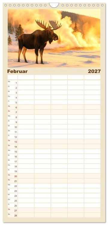 Produktbild: Familienplaner 2027 - USA &ndash; von Yellowstone bis Texas - Cowboys, Pr&auml;rie und Bisons mit 5 Spalten (Wandkalender, 21 x 45 cm) CALVENDO