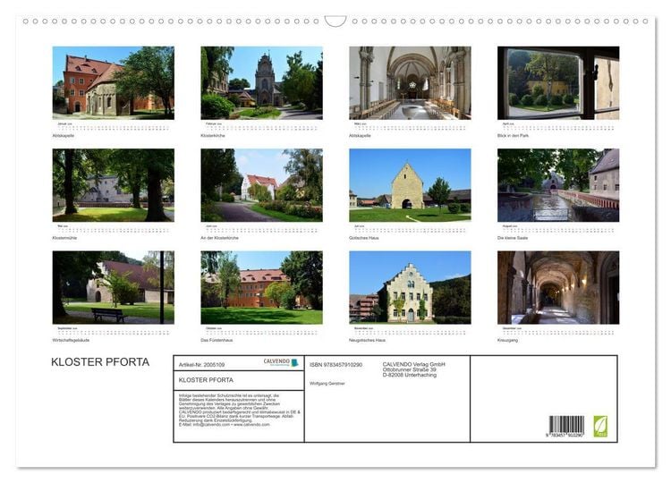 Produktbild: KLOSTER PFORTA (Wandkalender 2026 DIN A2 quer), CALVENDO Monatskalender