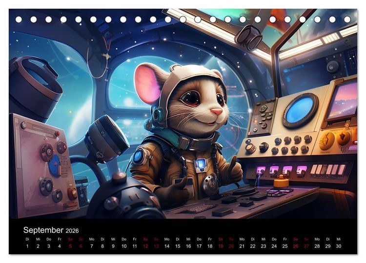 Produktbild: M&auml;use im All (Tischkalender 2026 DIN A5 quer), CALVENDO Monatskalender