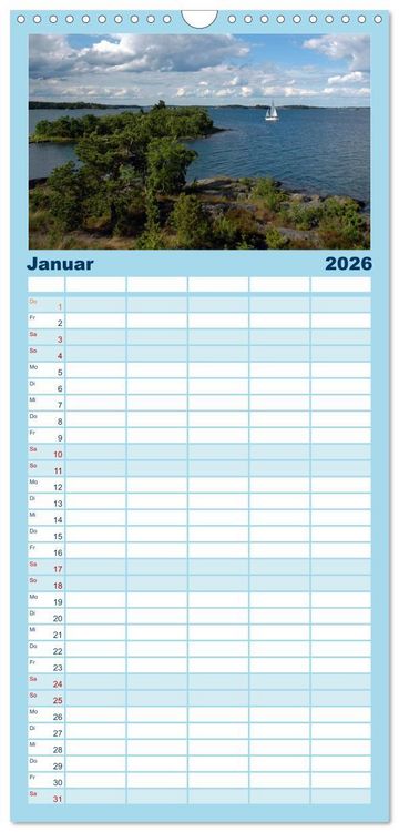Produktbild: Familienplaner 2026 - Wundervolles Schweden mit 5 Spalten (Wandkalender, 21 x 45 cm) CALVENDO
