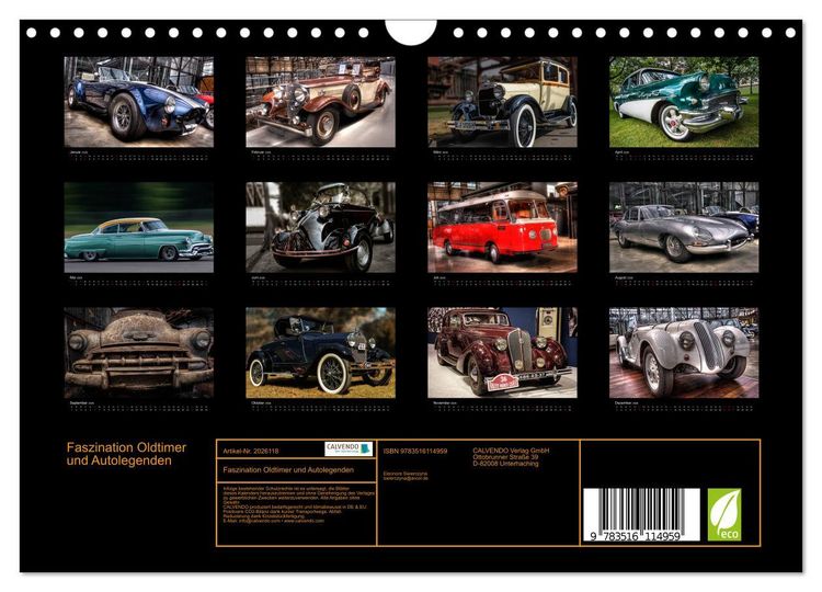 Produktbild: Faszination Oldtimer und Autolegenden (Wandkalender 2026 DIN A4 quer), CALVENDO Monatskalender