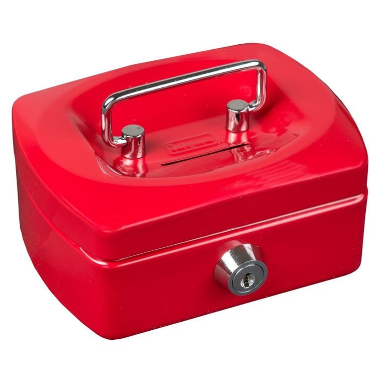 Produktbild: Idena Geldkassette Gr&ouml;&szlig;e Mini aus Metall 6 F&auml;cher rot 12,5x9,5x6cm