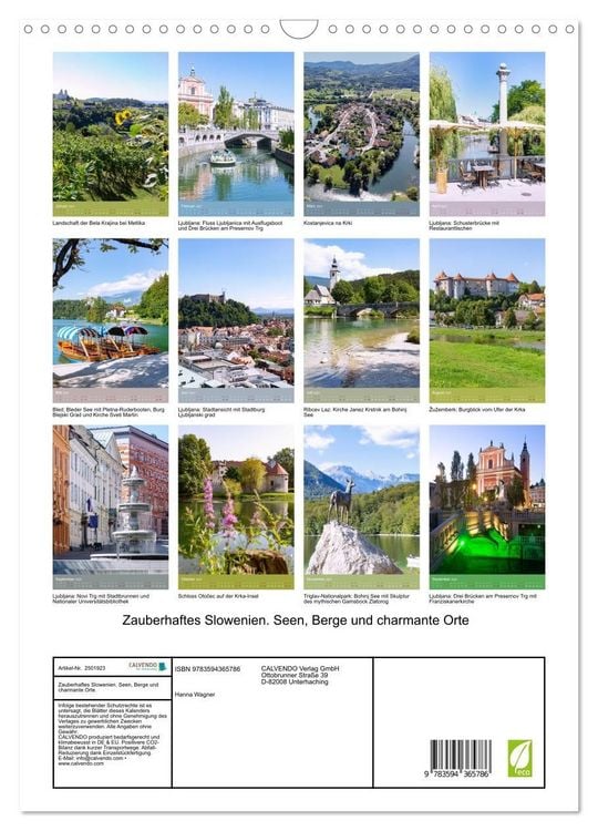 Produktbild: Zauberhaftes Slowenien. Seen, Berge und charmante Orte (Wandkalender 2027 DIN A3 hoch), CALVENDO Monatskalender