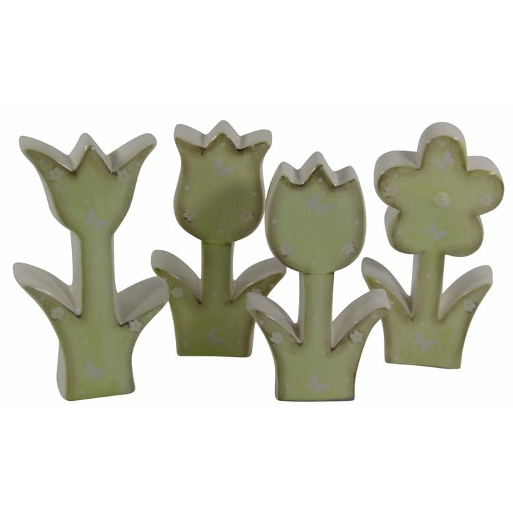 Produktbild: HTI-Living Frühlingsblumen 4 er Set Keramikblumen