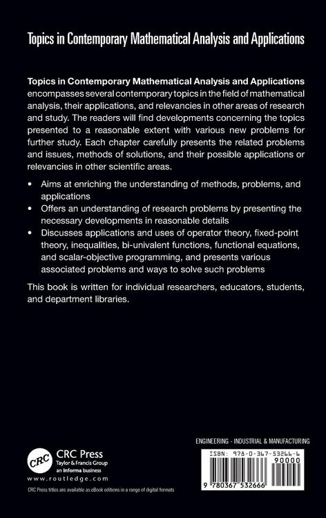 Produktbild: Topics in Contemporary Mathematical Analysis and Applications