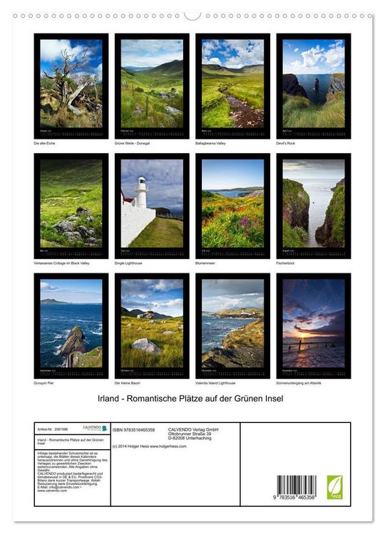Produktbild: Irland - Romantische Pl&auml;tze auf der Gr&uuml;nen Insel (hochwertiger Premium Wandkalender 2026 DIN A2 hoch), Kunstdruck in Hochglanz
