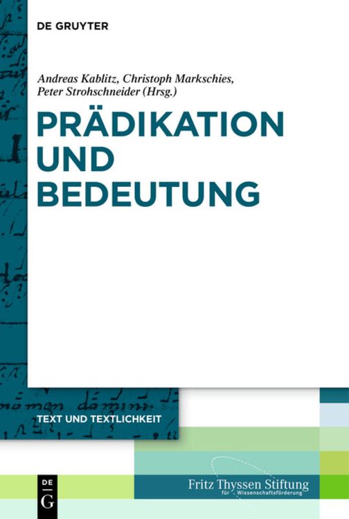 Bild vom Artikel Prädikation und Bedeutung vom Autor Andreas Kablitz