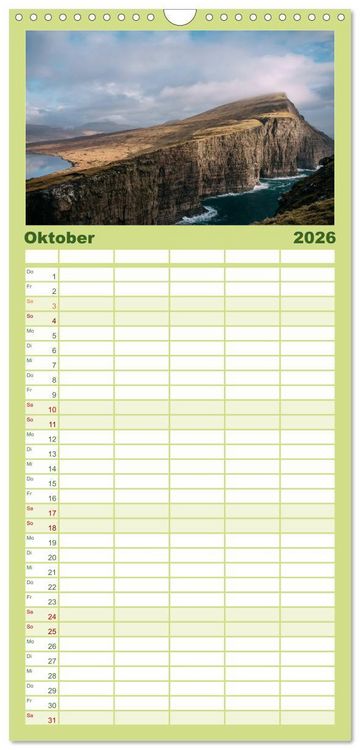 Produktbild: Familienplaner 2026 - F&auml;r&ouml;er - Die wundersch&ouml;nen Inseln im Norden. mit 5 Spalten (Wandkalender, 21 x 45 cm) CALVENDO