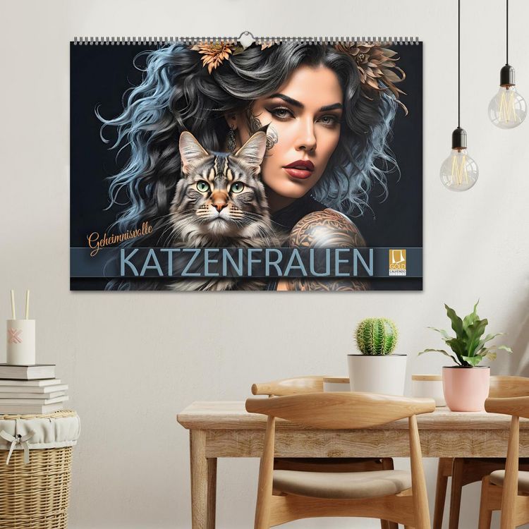 Produktbild: Geheimnisvolle Katzenfrauen (Wandkalender 2026 DIN A2 quer), CALVENDO Monatskalender