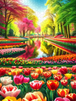 Produktbild: CALVENDO Puzzle Keukenhofs Blumenparadies in den Niederlanden | 1000 Teile Lege-Gr&ouml;&szlig;e 64x48cm Foto-Puzzle f&uuml;r gl&uuml;ckliche Stunden