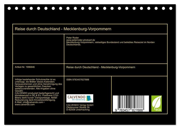 Produktbild: Reise durch Deutschland - Mecklenburg-Vorpommern (Tischkalender 2026 DIN A5 quer), CALVENDO Monatskalender