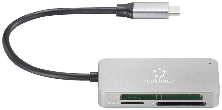 Produktbild: Renkforce RF-PCR-210 Externer Speicherkartenleser USB-C&reg; (USB 3.2 Gen 1) Silber