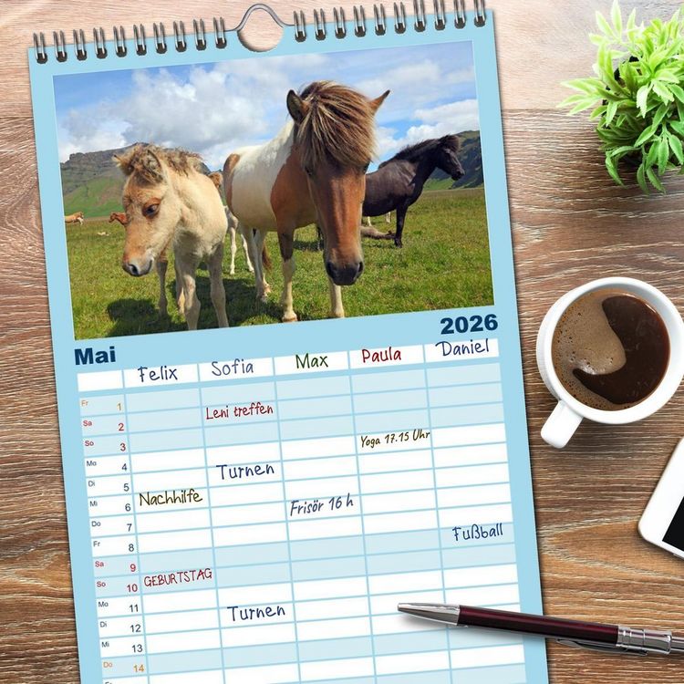 Produktbild: Familienplaner 2026 - Island - Iceland mit 5 Spalten (Wandkalender, 21 x 45 cm) CALVENDO
