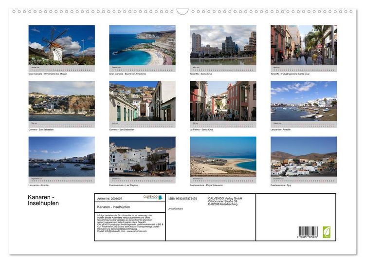 Produktbild: Kanaren - Inselh&uuml;pfen (Wandkalender 2026 DIN A2 quer), CALVENDO Monatskalender